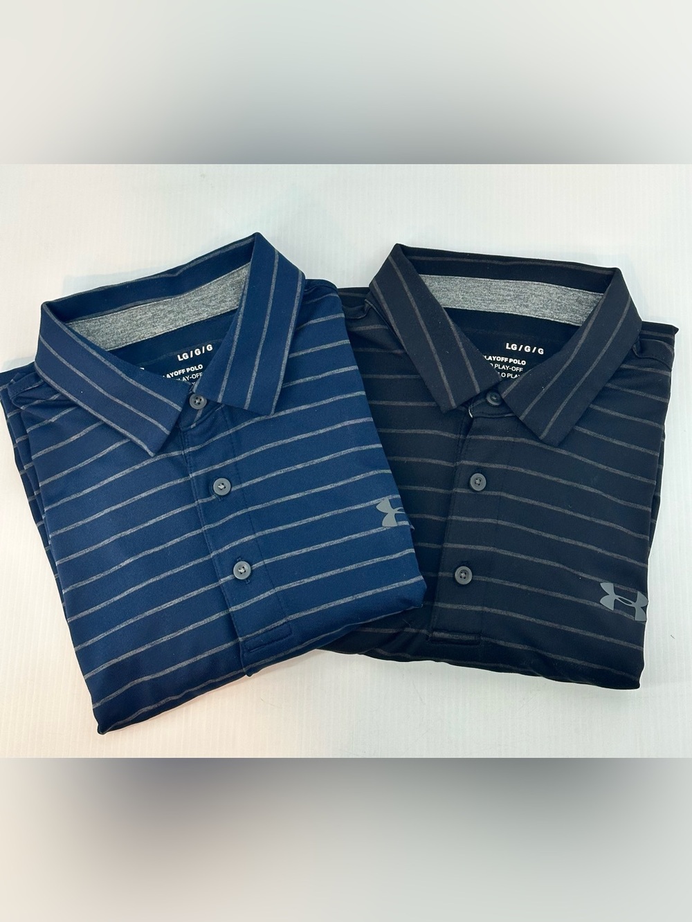 Under Armour The Playoff Polo Men’s Size Large Lot of 2 striped